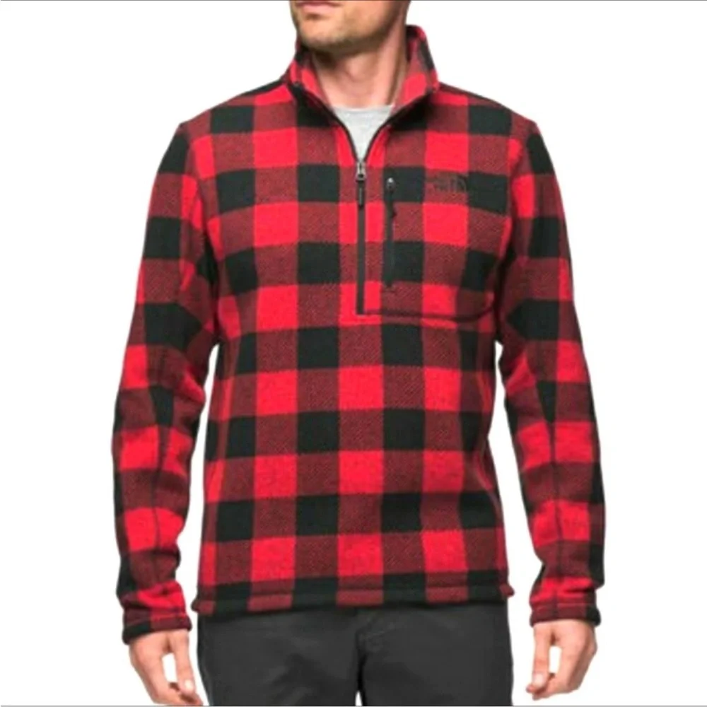 The North Face Men’s Novelty Gordon Lyons ¼ Zip Fleece Shirt Size L Red Black